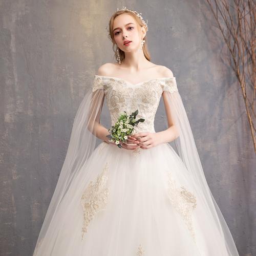 法式婚纱礼服2020新款新娘结婚齐地简约出门纱女显瘦超仙森系轻纱