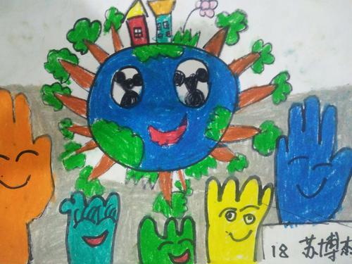 泰华幼儿园美术班绘画《爱护地球》