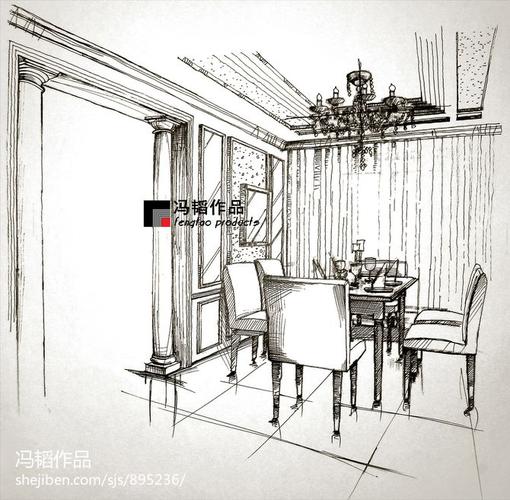 欧式餐厅室内手绘装修设计图片 – 设计本装修效果图