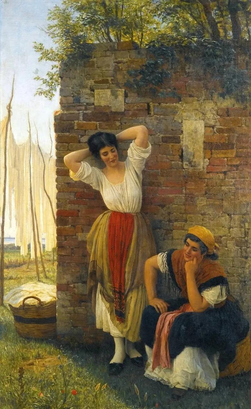 意大利著名画家尤金·布拉斯,19世纪末欧洲平民阶层人物油画欣 - 抖音