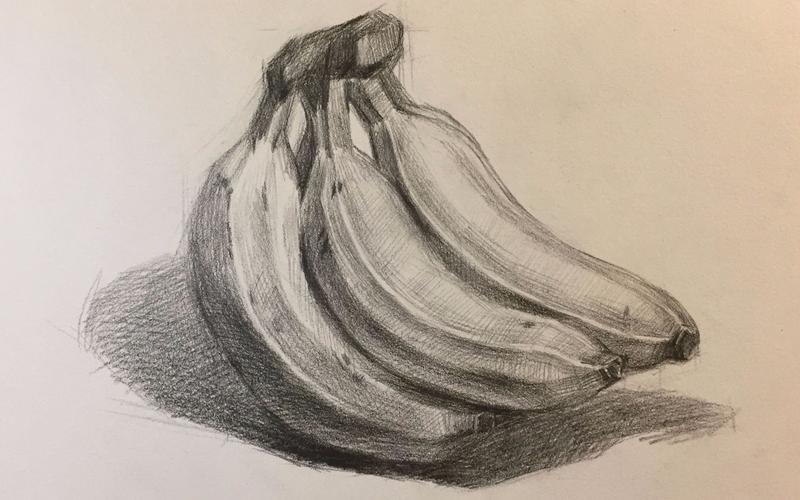 静物素描第三课香蕉的画法