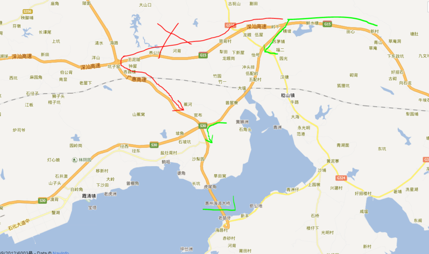 从汕头出发去惠州海湾大桥走沈海高速从哪里上转广惠高速
