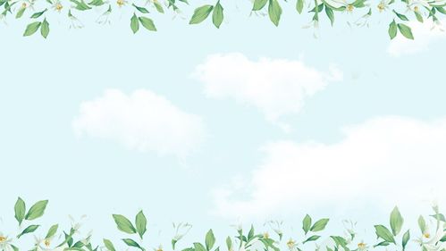 绿色清新植物花卉边框ppt背景图片