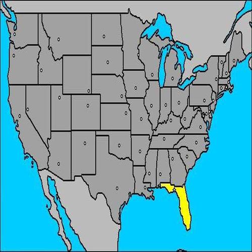 佛罗里达州在美国的位置(黄色区域)