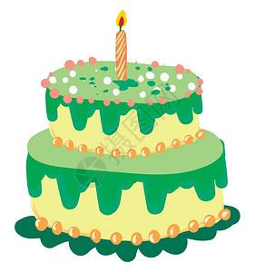 中字绿雕黄色和绿矢量或颜插图中的两层蛋糕插画