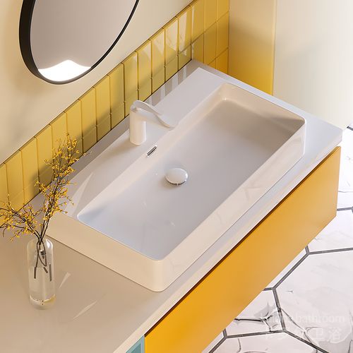 超大方形薄边陶瓷台上盆 家用 浴室卫生间 壁挂式洗手盆加大号