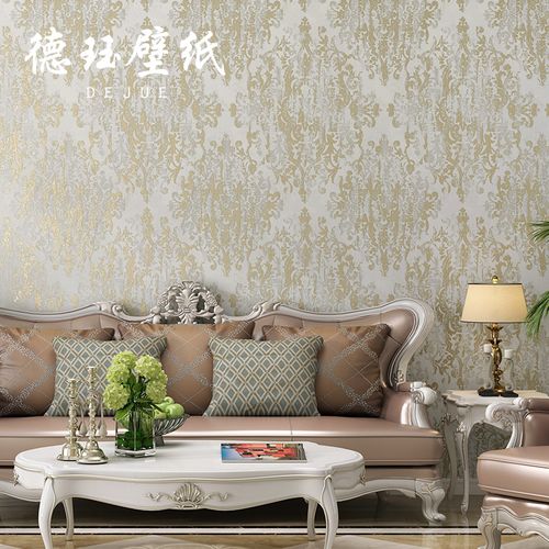 欧式奢华大马士革无纺布复古美式墙纸客厅背景卧室壁纸家用高级感
