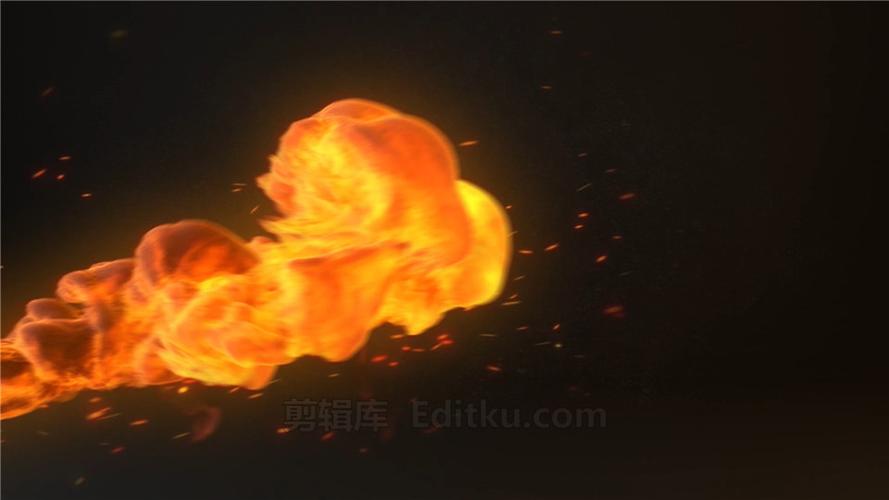 中文ae模板震撼喷射火焰燃烧logo片头标志动画视频
