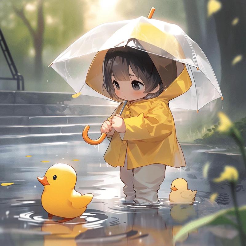 雨天打伞的头像,小宝贝又可爱又治愈