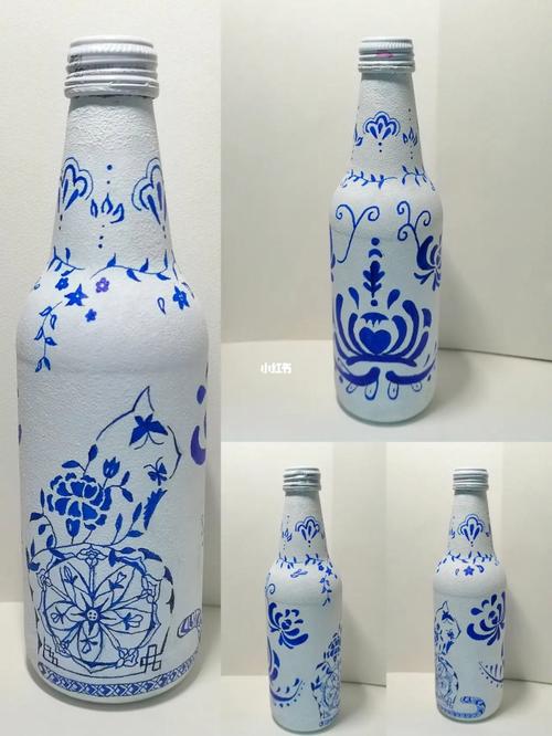 废物利用diy青花瓷元素玻璃瓶
